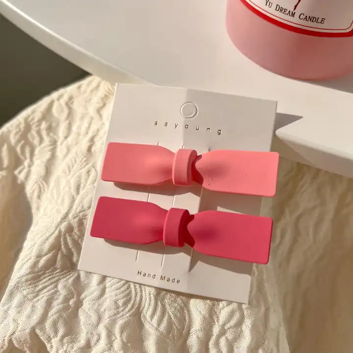 Korean Pink Colored Bow Styled Hairclip