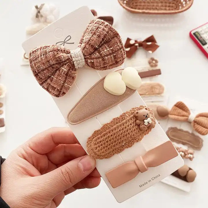 Handmade cloth hairclips nude bow