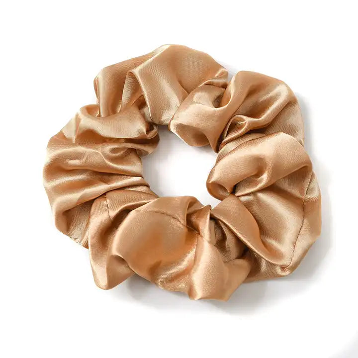 Brown Colored Satin Scrunchie