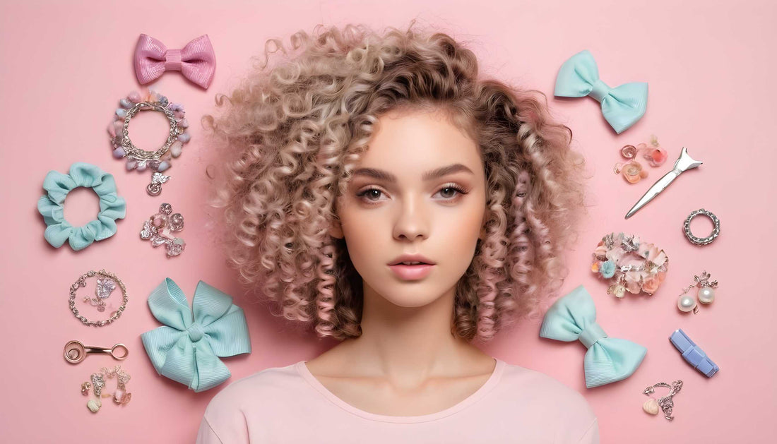 Girl with Curly Hair and Hair Accessories