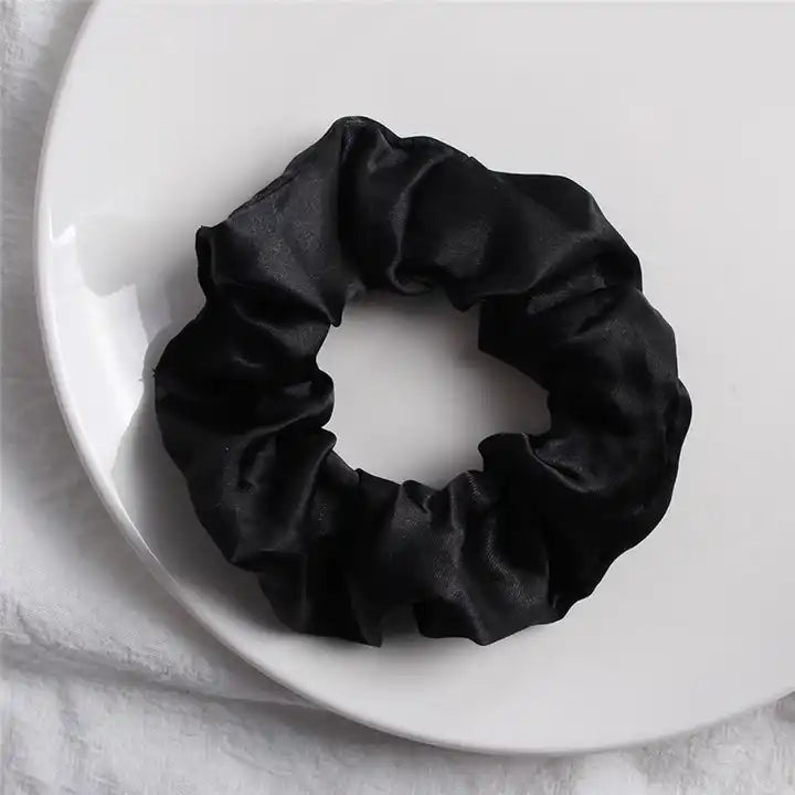 Black Colored Satin Scrunchie 