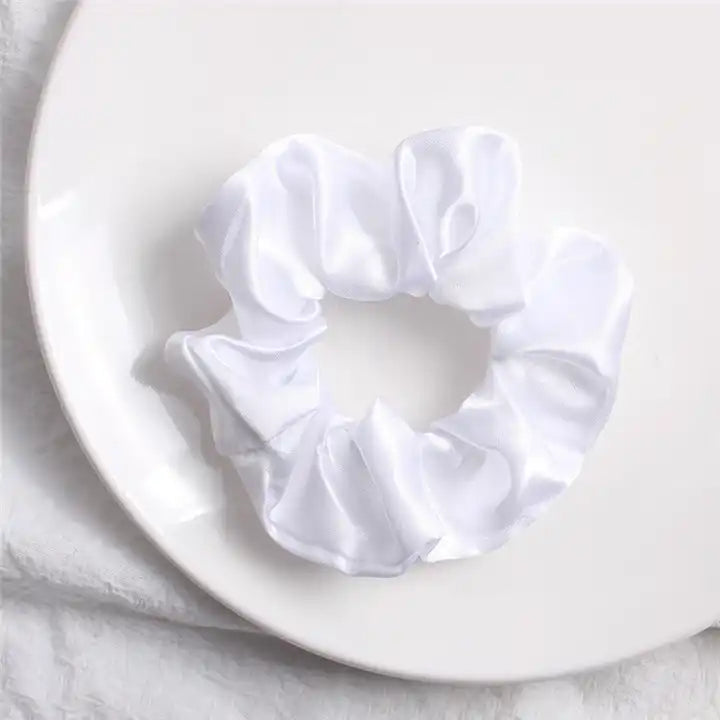 White Satin scrunchie